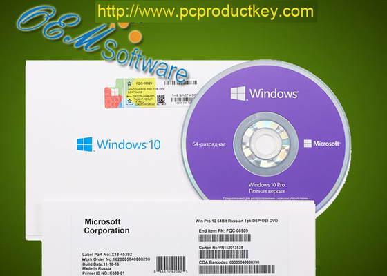สิทธิ์การใช้งาน FPP สิทธิ์การใช้งาน Windows 10 Pro Oem Pack ชนะการเปิดใช้งาน Global DVD 10 Pro